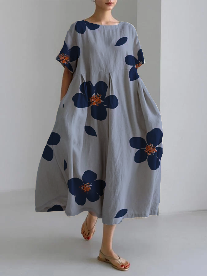 Janie - Long Floral Dress with Relaxed Fit and Elegant Details for Chic Days