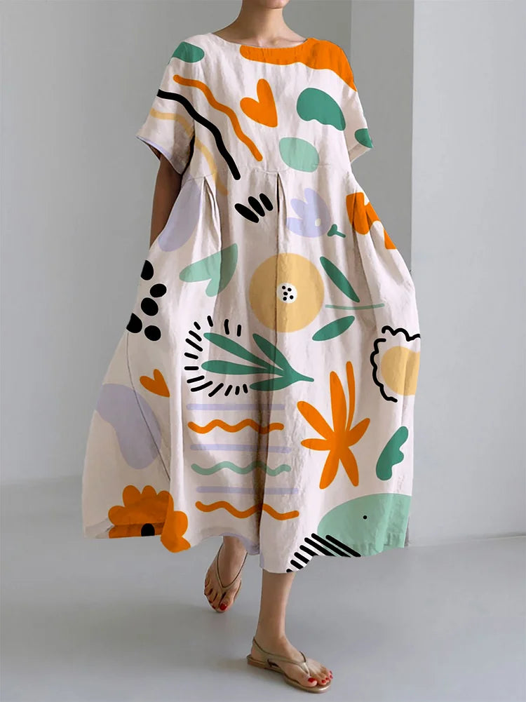 Jean - Long Colorful Dress with Light Comfort and Artistic Print for a Unique Summer Style