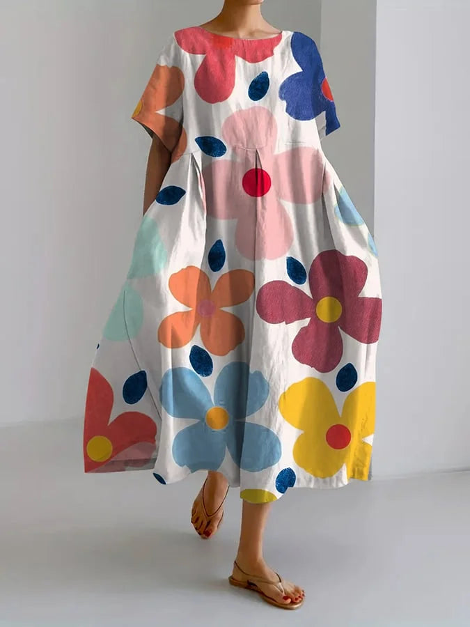 Carla - Floral Midi Dress with a Carefree Style and Summer Comfort for Colorful Days