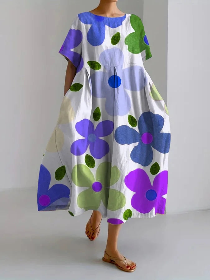 Carla - Floral Midi Dress with a Carefree Style and Summer Comfort for Colorful Days
