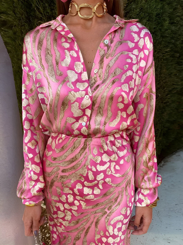 Carrie - Elegant Satin Shirt Dress