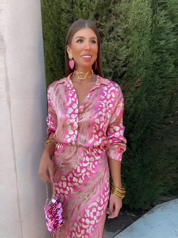 Carrie - Elegant Satin Shirt Dress