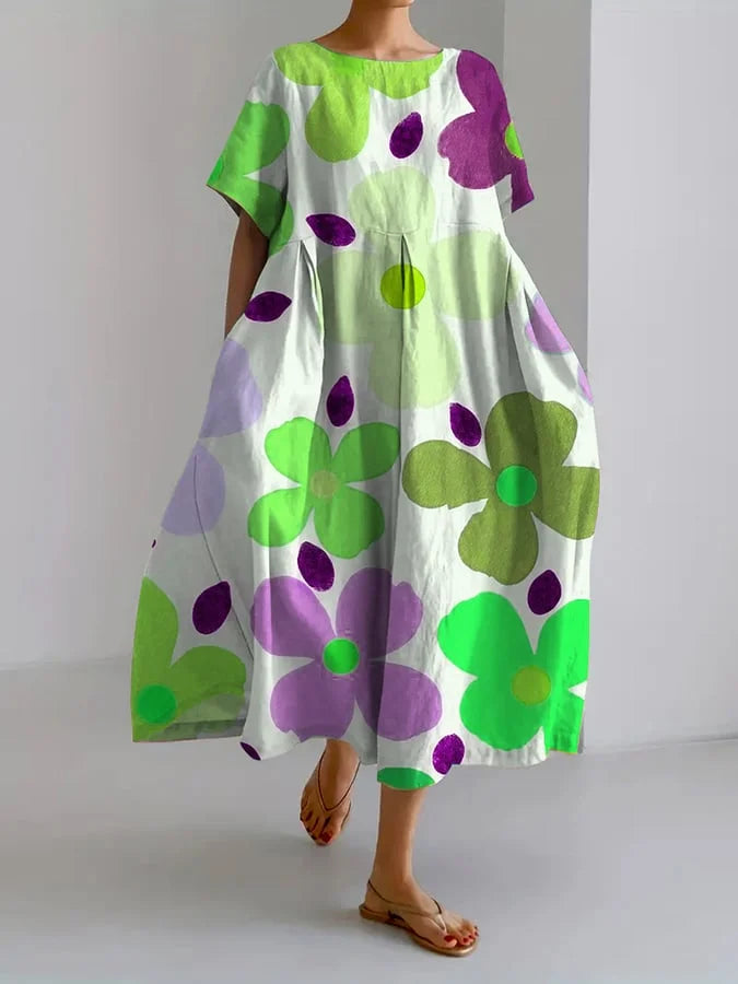 Carla - Floral Midi Dress with a Carefree Style and Summer Comfort for Colorful Days