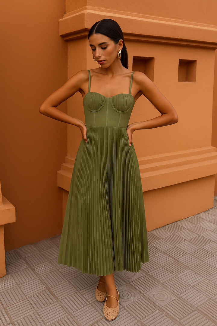 Nina - Sleeveless Midi Dress with Bustier